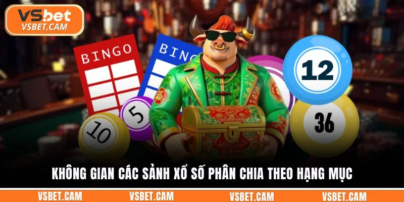 Không gian các sảnh xổ số phân chia theo hạng mục